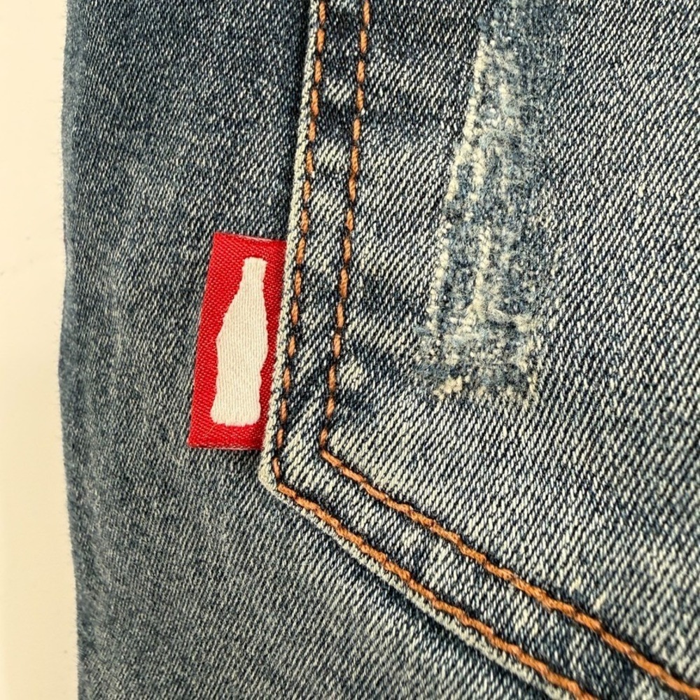 Coca-Cola Jeans Mens Jeans 32 Blue Skinny Stretch‎ Distressed Whiskered Denim - Picture 13 of 16